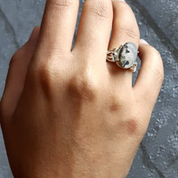 انگشتر نقره زنانه عقیق سفید شجر خزه ای سه بعدی ارسال رایگان