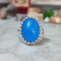 انگشتر نقره مردانه عقیق آبی شیک و خاص و جذاب
