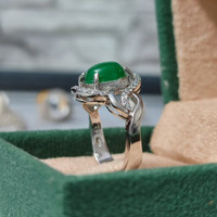 انگشتر نقره زنانه عقیق سبز شیک و جذاب