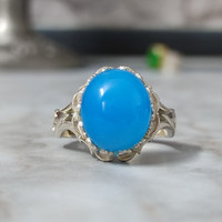 انگشتر نقره زنانه عقیق آبی شیک   جذاب
